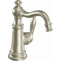 Moen S42107BN Weymouth One-Handle Single Hole Traditional Bathroom Sink Faucet with Drain Assembly, Brushed Nickel