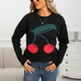 thumbnail image 4 of Tnhcen Women's Cherry Print Sweater Soft Acrylic Knit Top Casual Crewneck Pullover Fall Winter Warm Wear Long Sleeve Comfort S-XL, 4 of 8