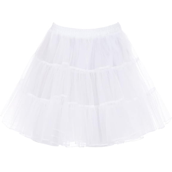 CYYPLAS Women’s Plus Petticoat Tulle Tutu Underskirts Chiffon White Half Slips Fluffy Layer Prom Puff Skirt Large-XLarge