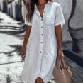 thumbnail image 2 of Zpanxa Casual Button Front Dress Long Sleeveless Shirt Dress Solid Color Longline Cover Up in Multiple Colors, 2 of 3