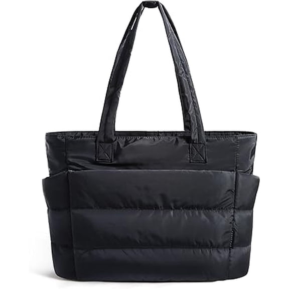 Tote Bag for Women, Lightweight Puffy Tote Bag with Compartments Quilted Shoulder Bag Handbag for Travel, Work, Gym