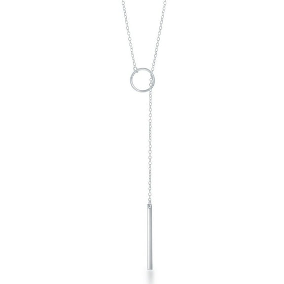 TheJewelryHut Fancy Designer Sterling Silver Open Cricle with Vertical Hanging Bar Lariat Necklace