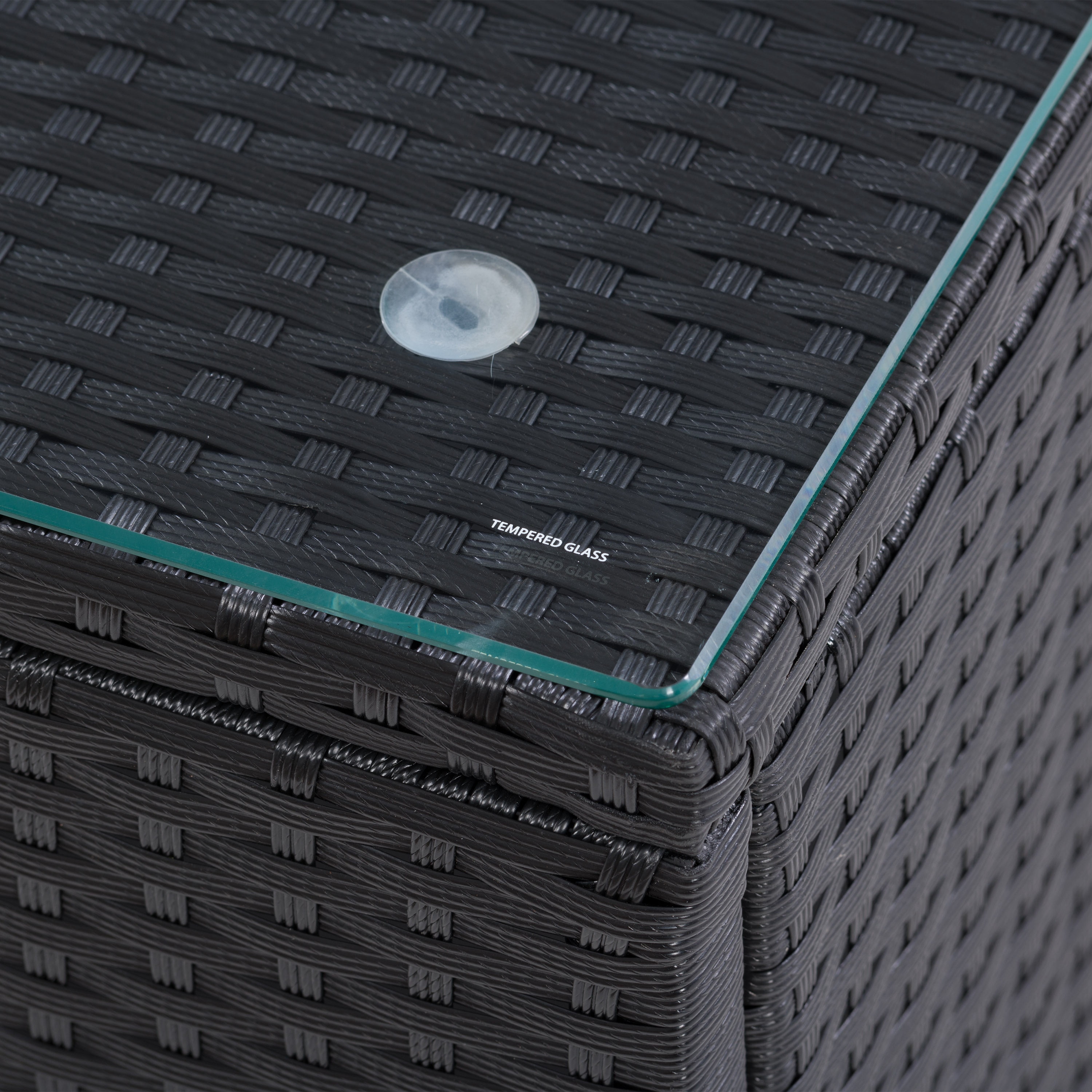 CorLiving Parksville 3-Piece Stylish and Durable Resin Wicker and Steel Patio Bar Set with Barstools with Cushions, Black/Grey