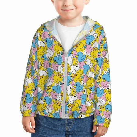 

Gaeub Colorful Duck Print Athletic Sun Protection Hoodie for Kids Long Sleeve Outdoor UV Shirt Running Fishing Top for Boys Girls-18 Months
