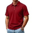 thumbnail image 3 of Yifymode Polo Shirts for Men Dry Fit Golf Polos Pleated Short Sleeve Button Up Shirt Plus Size Summer Cotton Athletic Tshirts,Wine 4XL, 3 of 5
