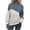 Blue, variant on Color Block Knit Women Sweater Navy Cream Ribbed Crewneck Pullover Long Sleeve Loose Fit Top S-XL