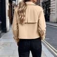 thumbnail image 6 of IUYRTFE Women's Cropped Double Breasted Trench Jacket with Pockets Long Sleeve Lapel Collar Casual Short Coat, 6 of 6