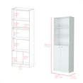 thumbnail image 6 of Xukmct 2 Door Bookcase Cabient Book Storage Rack with 2 Inner Shelves and 3 Open Shelves, White, 6 of 7