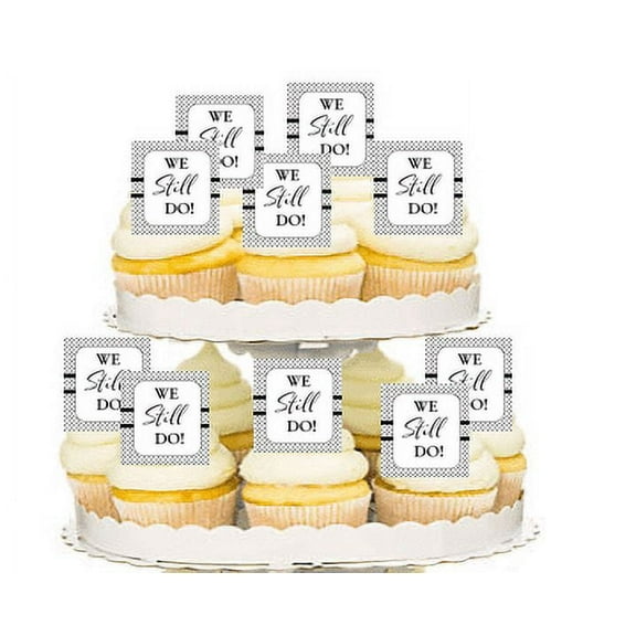 We Still Do Black Polka Dot Side Stripes Edible Cupcake Toppers