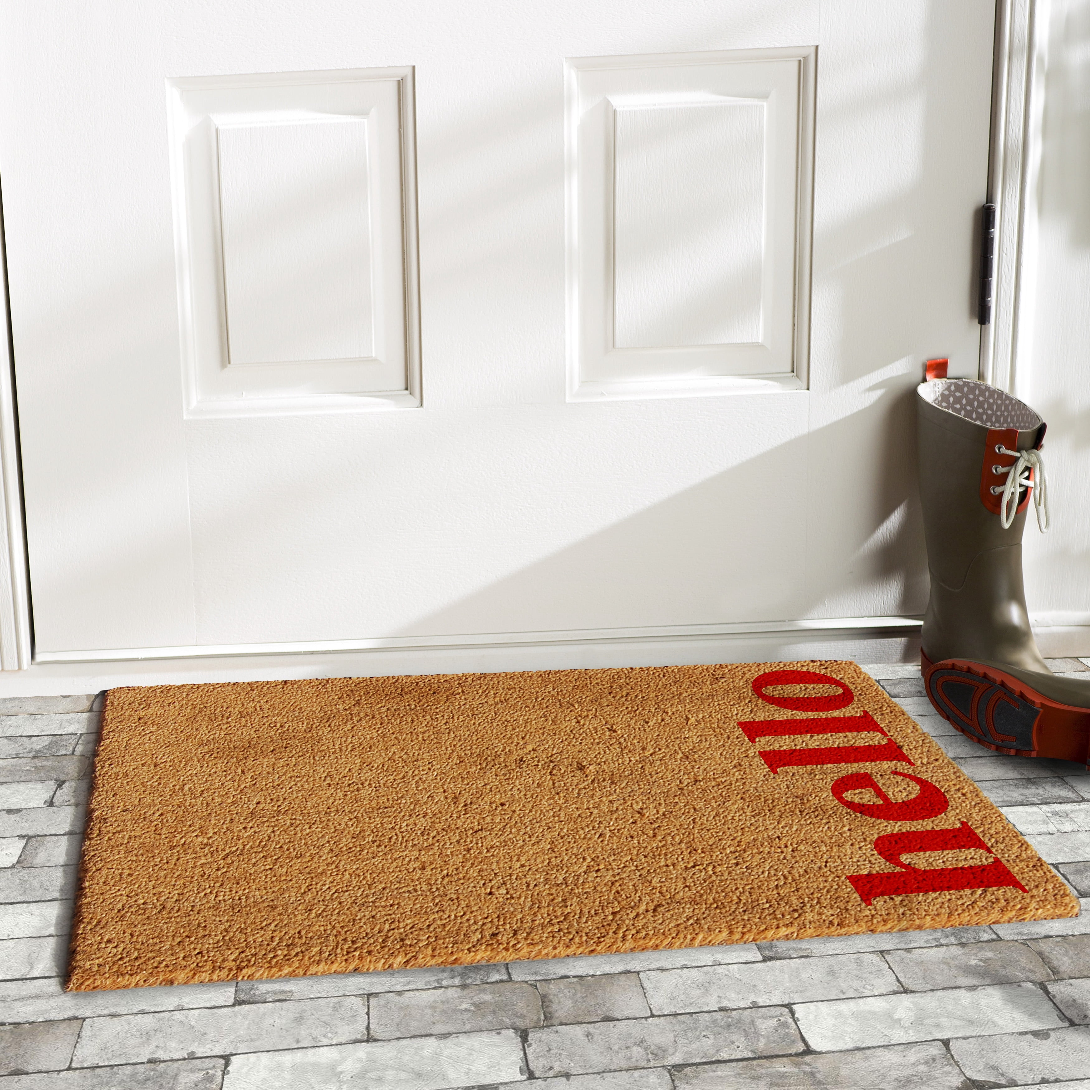 Calloway Mills Vertical Hello Outdoor Coir Doormat, 24” x 36"