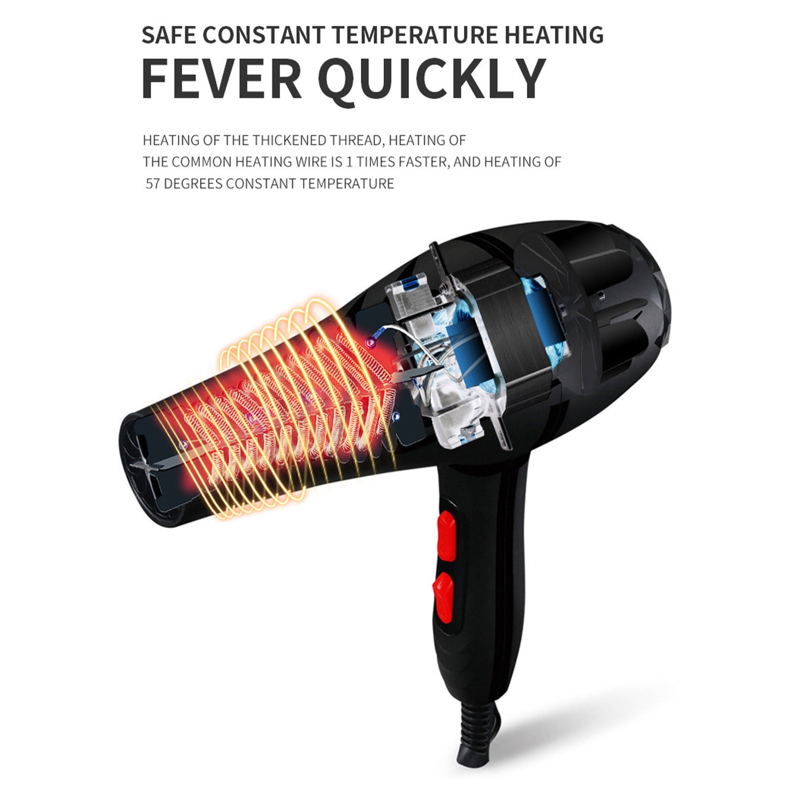 Ruhiku GW Hair Dryer Fast Drying Low Noise Hair Dryer Travel Hair Dryer for Hair and Curly Hair