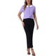 thumbnail image 2 of INSPIRAR CHIC Blusa de Oficina para Mujeres con Cuello Peter Pan en Contraste de Manga Corta Lila Claro, 2 of 6