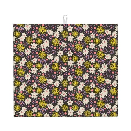 

Naloa Flowers Daisy Dish Drying Mat for Kitchen Counter Heat Resistant Drainer Mats Absorbent Draining Mat Dish Rack Pad 16 x18