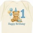 thumbnail image 4 of Inktastic 1st Birthday Bear with Cake and Balloons Boys or Girls Long Sleeve Baby Bodysuit, 4 of 5