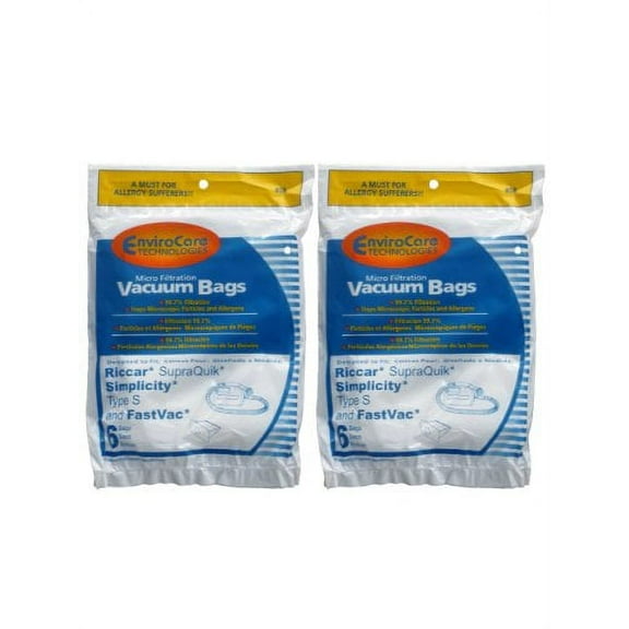 EnviroCare 12 Riccar SupraQuik Simplicity Type S Microfiltration Vacuum Cleaner Bags