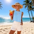 thumbnail image 4 of SYMOID Womens Blue Gingham Cotton Tank Top - Sleeveless Loose Fit Crop Top Reversible Boat Neck & Button Back,Size 3XL, 4 of 9