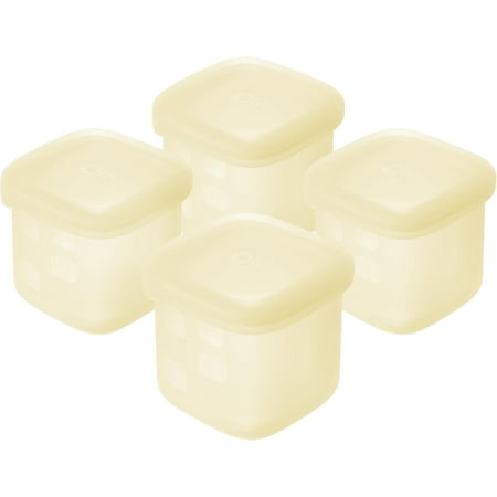 Olababy Clear Sense Silicone Storage Containers, 4 Pack, 100% Safe Materials, 4 oz / 120 ml, Lemon