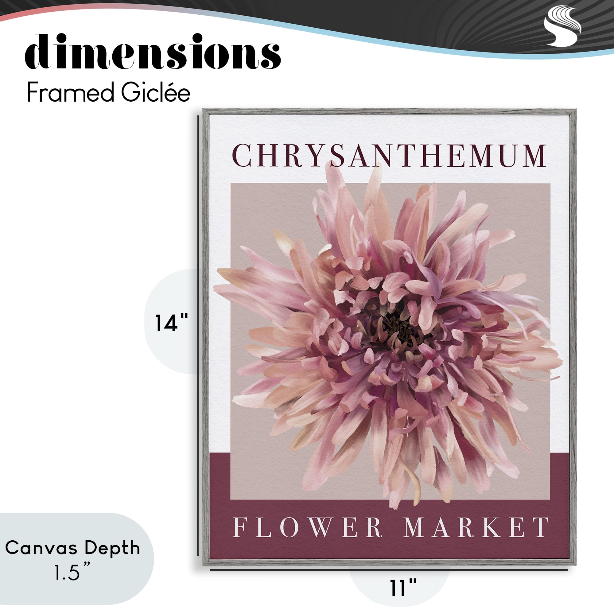 Stupell Industries Chrysanthemum Flower Market Gray Framed Giclee Art, design by Jennifer Stith
