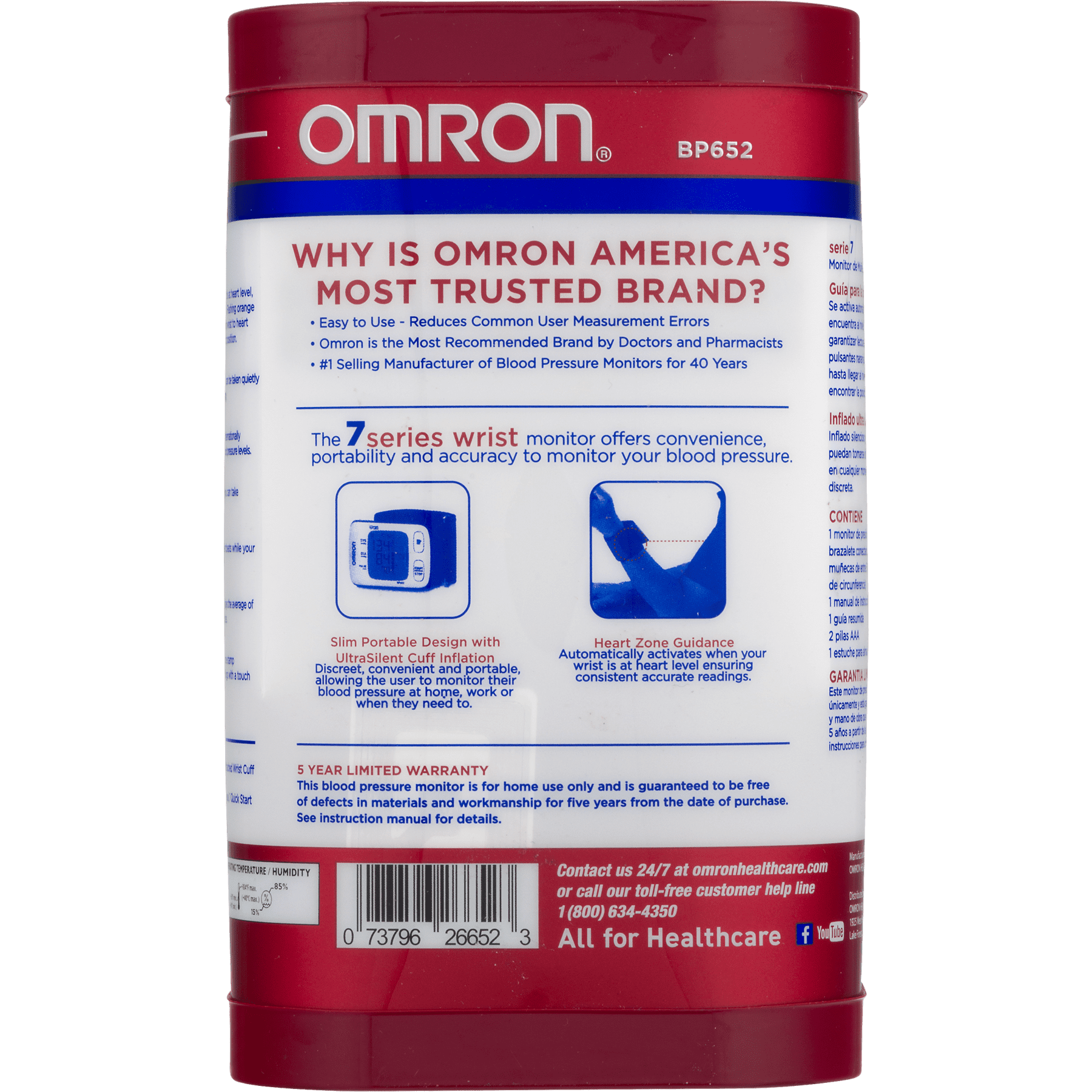 Omron 7 Series Wrist Blood Pressure Monitor (Model BP652N)