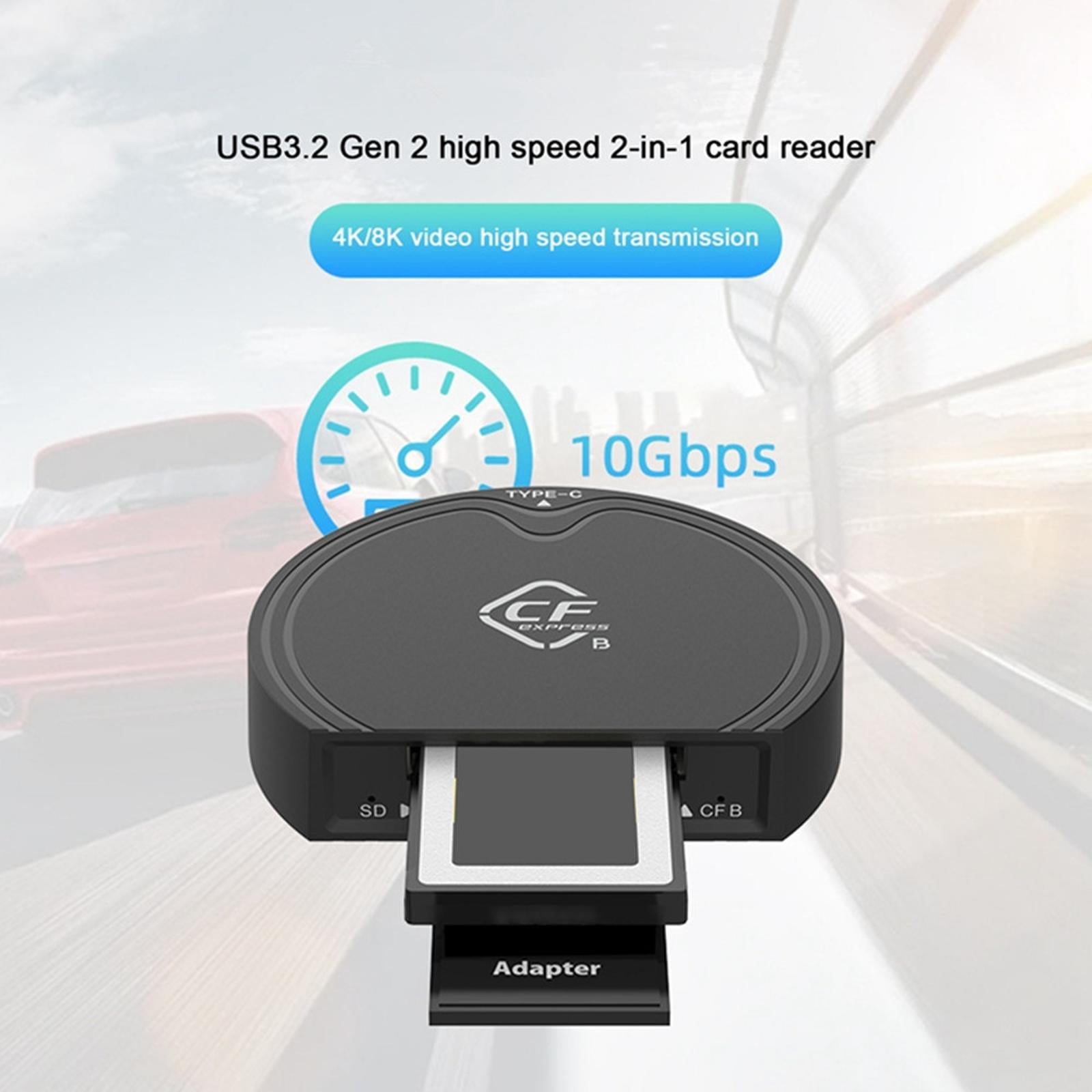 High-Speed USB3.2 Gen2 Card Reader 10Gbps, Supports CFast 2.0 & SD Cards for Video Editing and File Transfers
