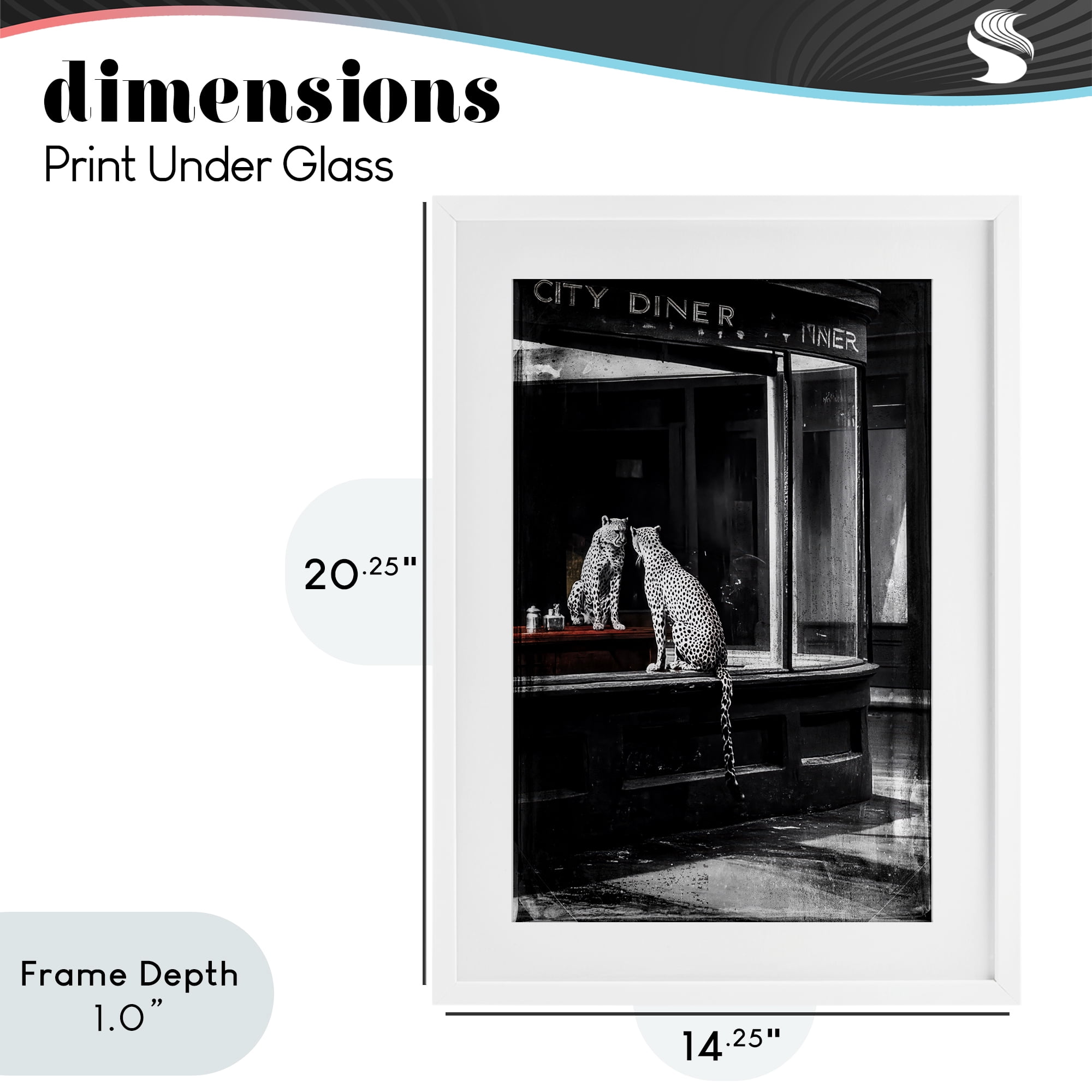 Stupell Industries Diner Noir Leopard Reflection White Framed Print Under Glass, design by Annabelle Hall