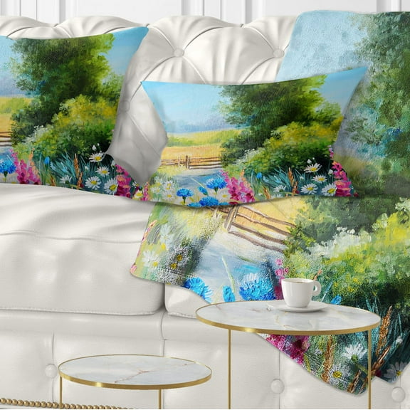 Designart World of Flowers - Floral Throw Pillow - 12x20