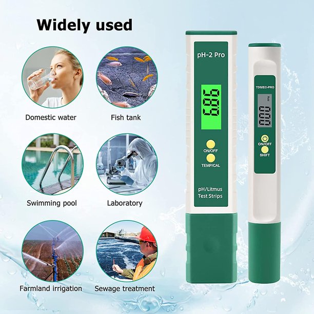 Medidor de pH Medidor Tds Probador de calidad del agua de alta precisión Medidor de prueba de calidad del agua digital para agua potable hidropónica (verde) (2 piezas) XianweiShao 8390614527867