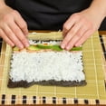 thumbnail image 4 of Sushi Rolling Mat for Home & Commercial Use | Non-Stick Bamboo Sushi Maker with Curtain | Easy Clean Sushi Roller for Beginners & Professionals | White & Blue, 4 of 6