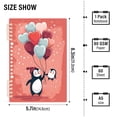 thumbnail image 3 of Penguin Hearts Balloons Ring Binder Notebook Journey Note Diary College Ruled Spiral Notebook Study Loose Leaf Paper A5 60 Pages, 3 of 8