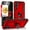 Red, variant on TJS for Samsung Galaxy A35 5G Phone Case, with Tempered Glass Screen Protector, Impact Resistant Metal Ring Magnetic Support Kickstand Drop Protector Cover for Galaxy A35 5G (Blue)