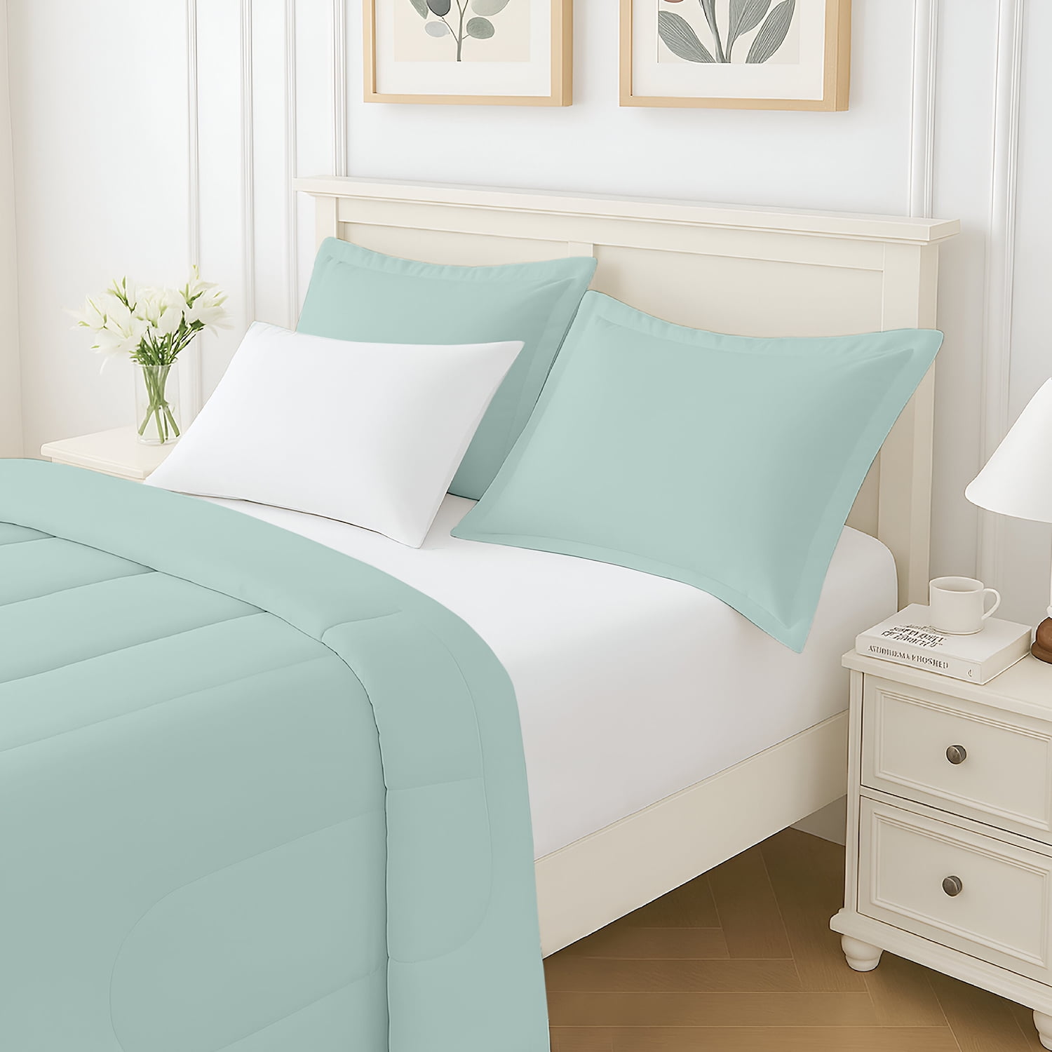 Beddora 3-Piece Ultra-Soft Comforter Set, All-Season, Wrinkle-Free, Lightweight Microfiber, Hypoallergenic – Queen Harbor Grey