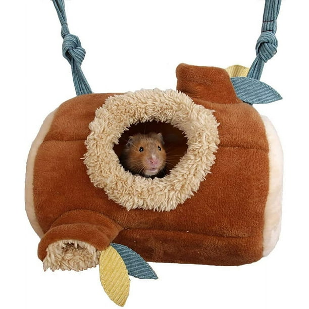 Hamaca para hámster, cama colgante, hamaca, jaula de juguete, accesorios, nido de forro polar cálido para roedores, planeador de azúcar, conejillo de indias (marrón)