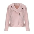 thumbnail image 6 of Women's Suede Jackets Short Zip up Slim Fitting Lapel Biker Motorcycle Jacket with Zipper Pockets Jacket for Lady Casual XL, 6 of 8