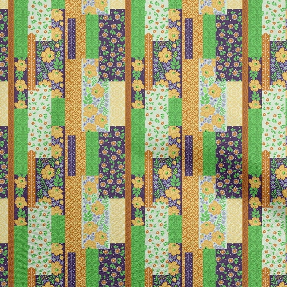 oneOone Georgette Viscose Dark Yellow Fabric Floral Sewing Fabric By The Yard Printed Diy Clothing Sewing Supplies 42 Inch Wide