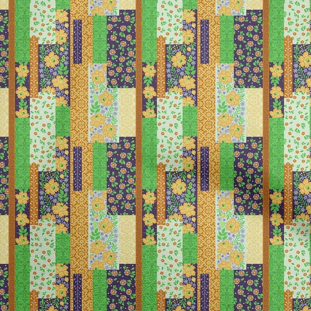 oneOone Cotton Poplin Dark Yellow Fabric Floral Craft Projects Decor Fabric Printed By The Yard 42 Inch Wide