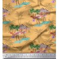 thumbnail image 1 of Soimoi Orange Poly Georgette Fabric Palm Tree, & Flamingo Bird Fabric Prints By Yard 52 Inch Wide, 1 of 3