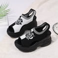 thumbnail image 4 of Womens Platform Wedge Sandals Floral Print Knit Mesh Open Toe Athletic Walking Shoes Casual Slip on Summer Sneakers Beige Size 9, 4 of 6