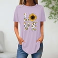 thumbnail image 2 of Tops de Verano de las Mujeres Suelto Ajuste Girasol Impresión Cuello Redondo Suelto 3/4 Manga Superior, Tops de Moda de las Mujeres, 2 of 5