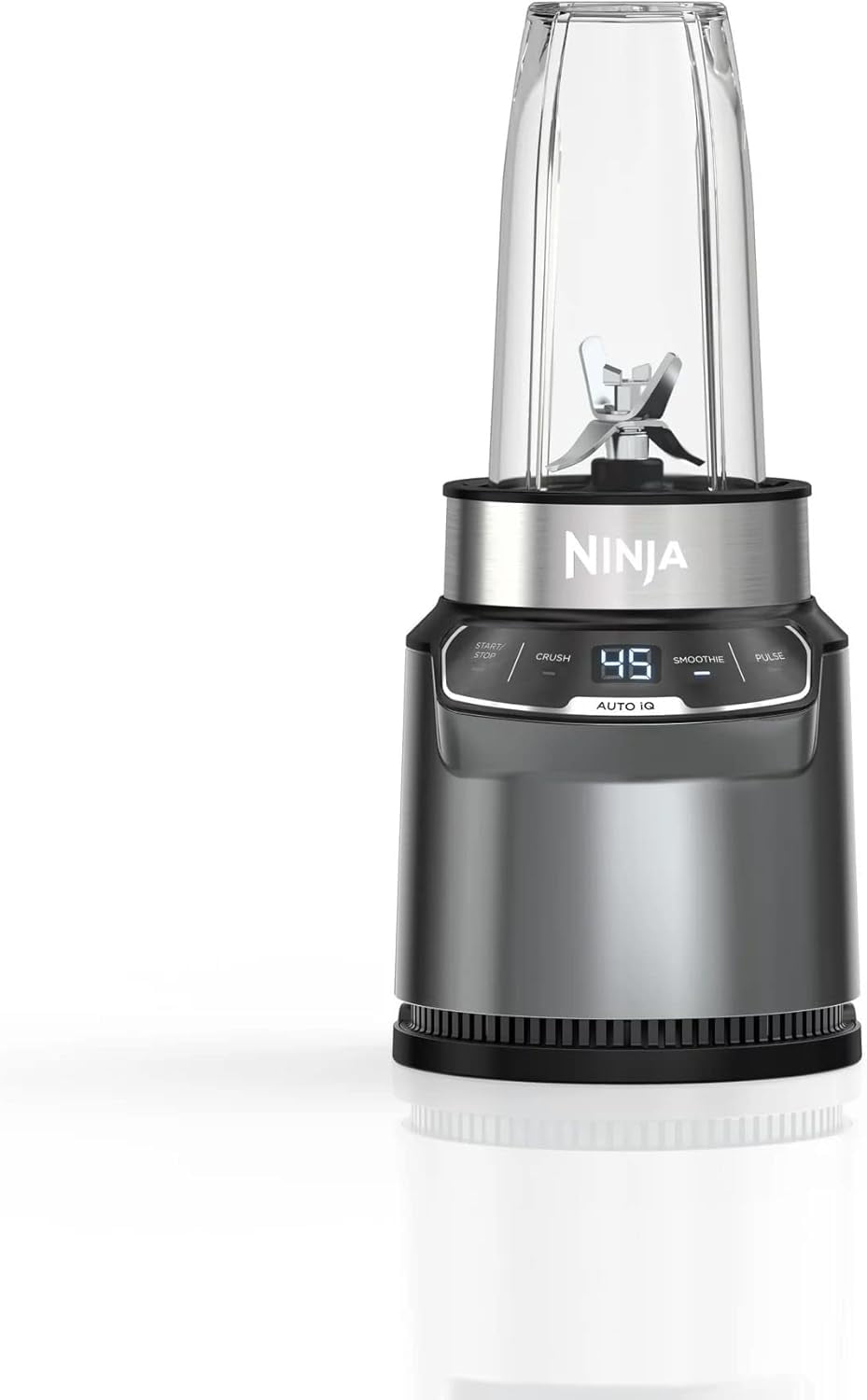 Restored Ninja BN400 Nutri Pro Compact Personal Blender, Auto-iQ Technology, 1000-Watts, for Frozen Drinks, Smoothies, Sauces & More, with 18-oz. & 24-oz. To-Go Cups & Spout Lids (Refurbished)