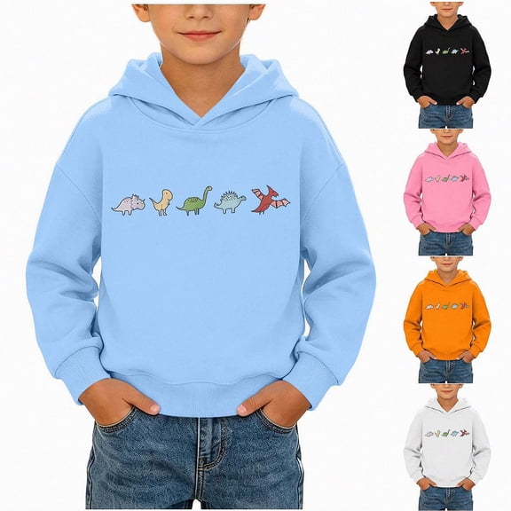 ITSAME Boys Hoodie Pullover Long Sleeve Cartoon Print Casual Hooded Sweatshirt with Kangaroo Pocket Size 7