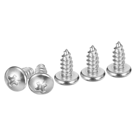 Uxcell #10x3/8" Silver Screws - 25Pack - 304 Stainless Steel Pan Head Phillips Screw