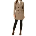 thumbnail image 2 of Abrigo de invierno para mujer INSPIRE CHIC, con solapa muesca, doble botonadura, color marrón claro, talla M, 2 of 6