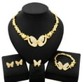thumbnail image 2 of Women's Hugs & Kisses XOXO 18k Real Gold Plated Layered 4 Pieces Necklace Set Shiny Real Looking Diamond Butterfly Pedant Includes Necklace Bracelet Ring Earrings, 2 of 5