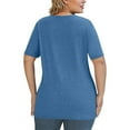 thumbnail image 5 of TQWQT Women's Plus Size Tops Sexy Summer V Neck Criss Cross Shirts Blue T-Shirt Short Sleeve Tops Dressy Casual Womens Clothing XL, 5 of 5