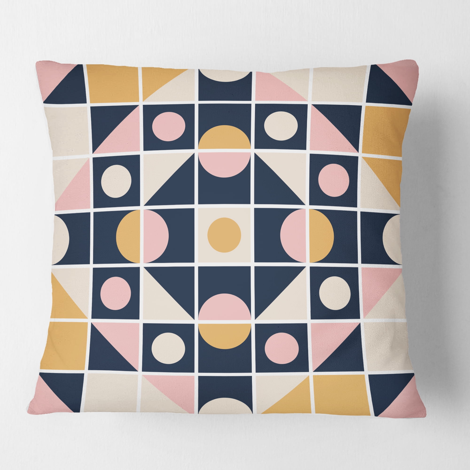 Designart Geometrical Retro Design I' Mid-Century Modern Throw Pillow - 16x16