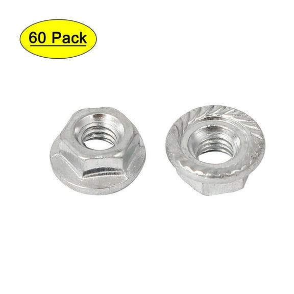 M4 Thread 4mm Height Carbon Steel Serrated Hex Flange Nuts DIN 6923 60PCS