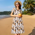 thumbnail image 4 of Rocae Cute Cats for Dresses Summer Casual Ruffle Short Sleeve Cute Crew Neck Flowy Dress with Pockets, 4 of 6