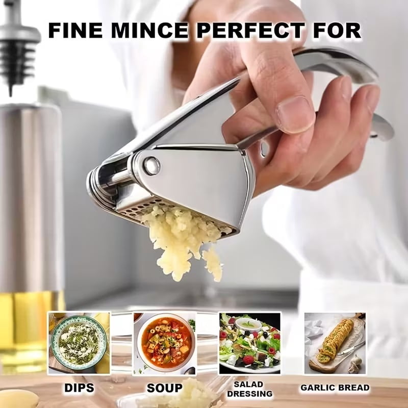 High-quality stainless steel multifunctional garlic press - a must-have ginger and garlic grinder for the kitchen, easy-to-clean gadget