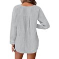 thumbnail image 4 of Dvprdro Womens V Neck Long Sleeve Button Down Shirts Cotton Solid Blouses Casual Loose Tops, 4 of 6