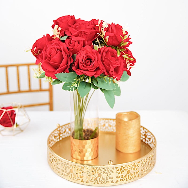 BalsaCircle 18" Red Silk Rose Bushes Artificial Wedding Party